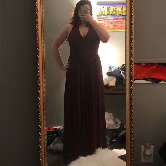 halter ruched waist georgette bridesmaid dress